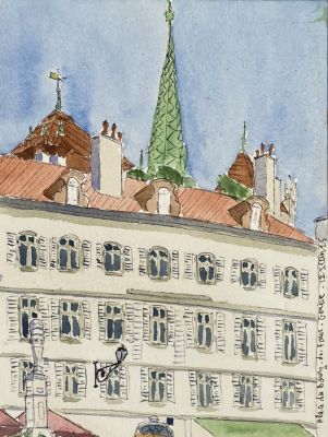 Genève avec la flèche de la cathédrale - juin 2025