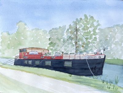 Péniches à Chevaigné sur le canal Ille et Rance - sept 2021